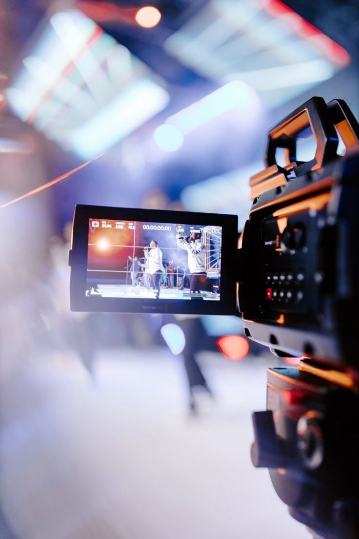 Camera monitor showing a live stage performance